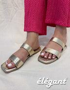 GOLDEN CROCO CHARM FLATS