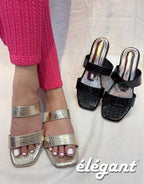 GOLDEN CROCO CHARM FLATS