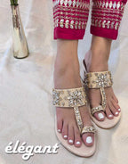 DIAMONTE KOLHAPURI HEELS - BEIGE