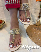 DIAMONTE KOLHAPURI HEELS - BEIGE