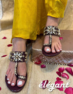 MAROON DIAMONTE KOLHAPURI HEELS